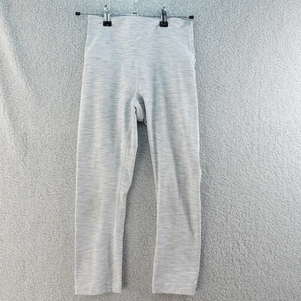 Lululemon Gray Womans S Striped High Rise Yoga Pants Athletic Leggings Stretch